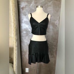Zara black faux leather skirt
